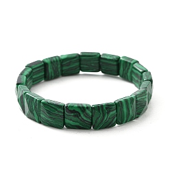 Малахит Квадратные синтетические малахитовые бусины эластичные браслеты для женщин и мужчин, внутренний диаметр: 2-1/4~2-3/8 дюйм (5.55~5.95 см)