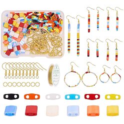 Mixed Color DIY Beads Drop Earring Making Kit, Including Iron Earring Hooks, 304 Stainless Steel Jump Rings, Glass Seed Beads, Copper Wire, Mixed Color, Glass Seed Beads: 240pcs/set