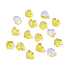 Gold Transparent Glass Pendants,  Heart, Gold, 5.5x6x2mm, Hole: 1mm