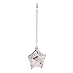 Stainless Steel Color 304 Stainless Steel Tea Infuser, Star with Chain Hook, Tea Ball Strainer Infusers, Stainless Steel Color, 175mm