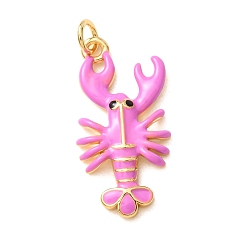 Orchid Brass with Enamel Pendants, Lobster Charms, Rack Plating, Long-Lasting Plated, Lead Free & Cadmium Free, Real 18K Gold Plated, Orchid, 27x13.5x3mm, Hole: 3mm