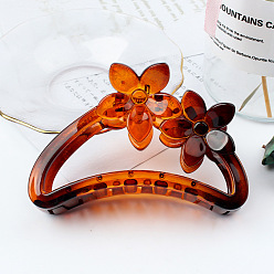 TCB-951-Amber Red Amber Color Hollow Hair Clip with Matte Half Round Arc Flower.