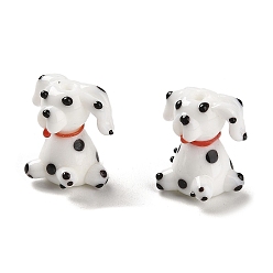 White Handmade Lampwork Beads, Dalmatian/Dog, White, 20~21x18~19mm, Hole: 1.5mm