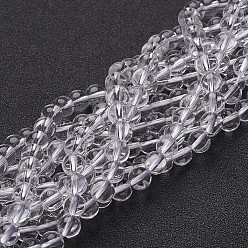 Clear Synthetic Quartz Crystal Beads Strands, Round, Clear, 4mm, Hole: 0.8mm, about 96~100pcs/strand, 15.5 inch