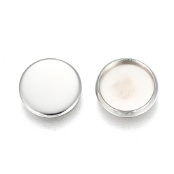 Silver 304 Stainless Steel Plain Edge Bezel Cups, Cabochon Settings, Flat Round, Silver, Tray: 10mm, 11.5x1.8mm