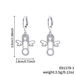 Серебро Геометрические крылья ангела латунные прозрачные кубические цирконии брошь серьги-кольца, День святого Валентина, серебряные, 35x18 мм