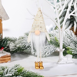 Beige Cloth Sequins Gnome Pendant Decorations, Christmas Tree Hanging Decorations, Beige, 200x80mm