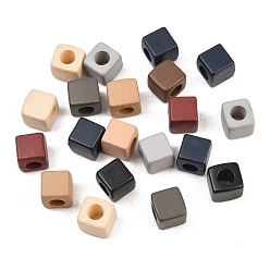 Cube Выпечка краски акриловые бусины, разноцветные, кубические, 7x7x7 мм, отверстие : 3.6 мм, о 20 шт / комплект