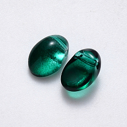 Sea Green Spray Painted Imitation Jade Glass Charms, Oval, Sea Green, 8.5x6x4.5mm, Hole: 1mm
