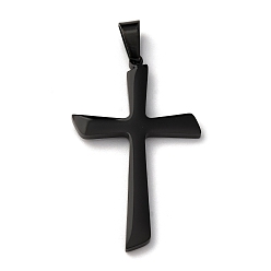 Черный 304 подвески из нержавеющей стали, крест очарование, чёрные, 38x24x2.5 мм, отверстие : 7x4 мм