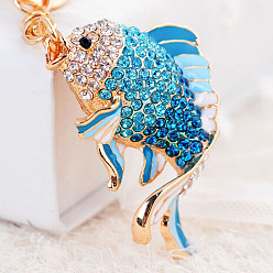 Year after year, there are blue fish Sparkling Diamond Fox Car Keychain Women's Bag Charm Metal Keyring Gift