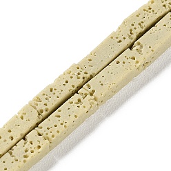 Бежевый Нити синтетических бусин, окрашенных в лавовый камень, прямоугольные, бежевые, 13~14x4x4 мм, отверстие : 1 мм, около 29 шт / нитка, 15.24'' (38.7 см)