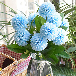 Light Sky Blue Handmade Cloth Artificial Dandelion Flower, Preserved Taraxacum Flower, For DIY Wedding Bouquet, Party Home Decoration, Light Sky Blue, 490mm, 10pcs/set