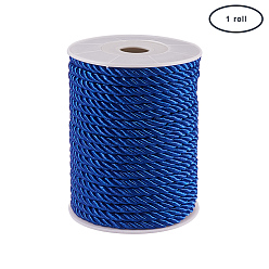 Dark Blue Polyester Cord, Twisted Cord, Dark Blue, 5mm, about 18~19yards/roll(16.4m~17.3m/roll)