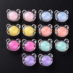 Mixed Color Transparent Acrylic Beads, Bead in Bead, Bear, Mixed Color, 16x18x15.5mm, Hole: 3mm, about 220pcs/500g