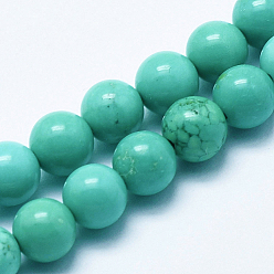 Dark Cyan Natural Magnesite Beads Strands, Dyed & Heated, Round, Dark Cyan, 8mm, Hole: 1mm, about 48pcs/strand, 15.7 inch(40cm)
