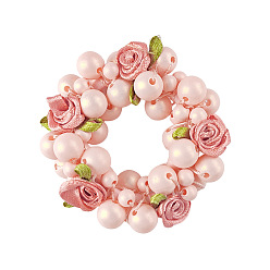 Pink Ткань эластичные аксессуары для волос, с имитацией жемчуга, для девочек или женщин, резинка для волос / резинки для волос, розовые, 66 мм