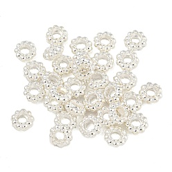 Silver Tibetan Style Alloy Spacer Beads, Lead Free & Cadmium Free, Flower, Silver, 6x3mm, Hole: 2.5mm