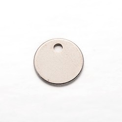 Stainless Steel Color 304 Stainless Steel Charms, Blank Stamping Tag, Flat Round, Stainless Steel Color, 8x1mm, Hole: 1mm