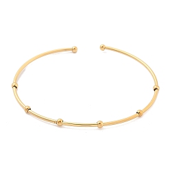 Настоящее золото 14K 304 браслеты-манжеты из нержавеющей стали для женщин, ионное покрытие (ip), с круглых бусин, реальный 14 k позолоченный, внутренний диаметр: 2-1/2x3-1/8 дюйм (6.25x7.85 см)