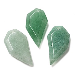 Green Aventurine Natural Green Aventurine Pendants, Faceted Half Heart Charms, 27x14x5.5mm, Hole: 1.5mm