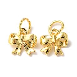 Real 18K Gold Plated Rack Plating Brass Charms, Cadmium Free & Lead Free, Long-Lasting Plated, with Jump Ring, Bowknot Charm, Real 18K Gold Plated, 13.5x10x3mm, Hole: 4mm