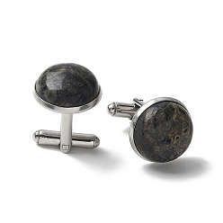 Яшма Риолит 304 пуговицы на манжетах из нержавеющей стали., с естественной риолитовой яшмой, для аксессуаров одежды, полукруглый, 30~31x17.5 мм