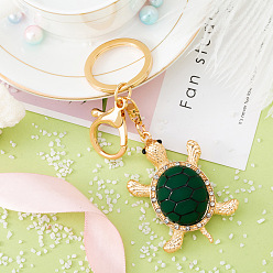Green Sparkling Crystal Turtle Keychain for Longevity and Good Luck