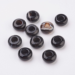 Banded Agate Natural Striped Agate/Banded Agate European Beads, Large Hole Beads, Rondelle, 12x6mm, Hole: 5mm