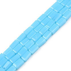 Light Steel Blue Opaque Solid Color Glass Beads Strands, Rectangle, Light Steel Blue, 4~5x2~3x2~3mm, Hole: 0.9mm, about 93~103pcs/strand, 17.32 inch~19.09 inch(44~48.5cm)