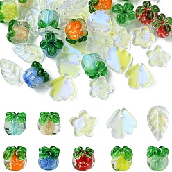 (52) Непрозрачная лаванда Набор для поиска поделок для изготовления ювелирных изделий, включая бусины из хурмы лэмпворк и подвески в виде листьев, разноцветные, 13x11.5 мм, отверстие : 1.4 мм