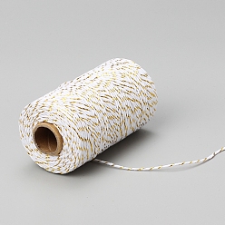 White 100M Round Cotton Cord, Gift Wrapping Decorative Cord, White, 2mm, about 109.36 Yards(100m)/Roll