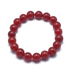 Jade Natural Jade Bead Stretch Bracelets, Round, Dyed, 2 inch~2-1/8 inch(5.2~5.5cm), Bead: 10mm