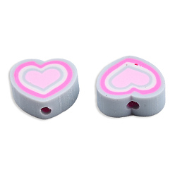 Гейнсборо Бусины из полимерной глины , сердце, светло-серые, 8~10x9~10.5x4~5 мм, отверстие : 1.2 мм