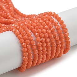 Orange Opaque Glass Beads Stands, Faceted(32 Facets), Round, Orange, 3~3.5mm, Hole: 0.6mm, about 174~175pcs/strand, 21.18''~21.34''(53.8~54.2cm)
