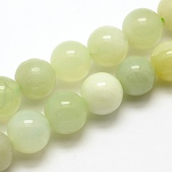 New Jade Natural New Jade Stone Round Bead Strands, 6mm, Hole: 1mm, about 65pcs/strand, 15.0 inch