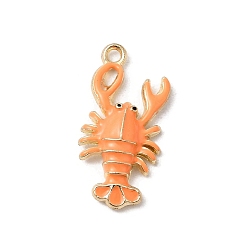 Легкий Лосось Подвески из эмали и сплава, омар, золотые, светлый померанцевый, 24.5x12x3.5 мм, отверстие : 1.7 мм