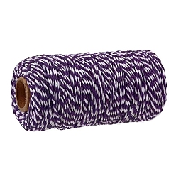 Фиолетовый Двухцветные хлопковые нити, макраме шнур, декоративные нитки, для поделок ремесел, упаковка подарков и изготовление ювелирных изделий, фиолетовые, 2 мм, около 109.36 ярдов (100 м) / рулон