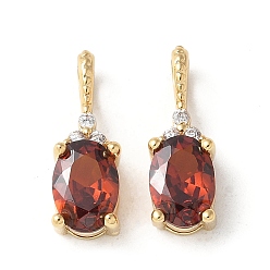 Седло Коричневый Латунные микро проложить кубического циркония подвески, овальные амулеты, без кадмия и без свинца, долговечный, стойки покрытие, седло коричневый, 15x5x4 мм, отверстие : 3x2 мм