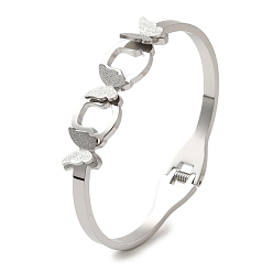 Нержавеющая Сталь Цвет Регулируемые браслеты-бабочки, 304 браслеты из нержавеющей стали для женщин, цвет нержавеющей стали, внутренний диаметр: 1-7/8x2-3/8 дюйм (4.7x5.9 см)