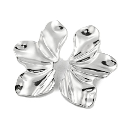 Stainless Steel Color 304 Stainless Steel Stud Earrings, Leaf, Stainless Steel Color, 45x26mm
