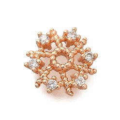 Розовое Золото Покрытие стойки латунь микро паве прозрачные колпачки из кубического циркония, долговечный, без свинца и без кадмия, снежинка, розовое золото , 12x3 мм, отверстие : 1.8 мм