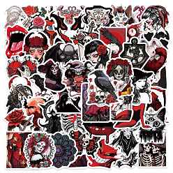 Red Halloween PVC Self Adhesive Stickers, Waterproof Decals, for Suitcase, Skateboard, Refrigerator, Helmet, Mobile Phone Shell, Red, 40~60mm, 50pcs/set.