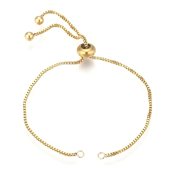 Golden 304 Stainless steel Chain Bracelet Making, Slider Bracelets Making, Golden, 8-5/8 inch(22cm), 1.2mm, Hole: 2mm