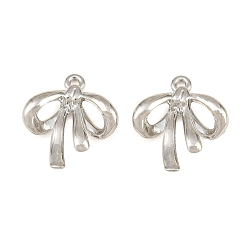 Platinum Alloy Pendants, Bowknot Charms, Rack Plating, Cadmium Free & Lead Free, Platinum, 20.5x17x5mm, Hole: 1.4mm