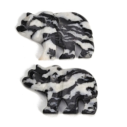 Zebra Jasper Natural Zebra Jasper Carved Pendants, Zuni Bear Charms, 30~32.5x46~47x6~8mm, Hole: 1mm
