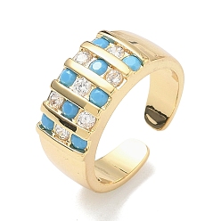 Темно-Голубой Открытые кольца манжеты из латуни с микропаве и кубическим цирконием, без кадмия и без свинца, долговечный, стойки покрытие, реальный 18 k позолоченный, глубокое синее небо, 8 мм, размер США 6 (16.5 мм)