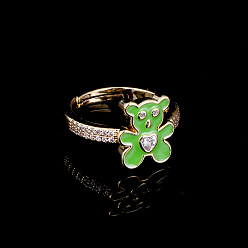 Green Charming Heart Bear Ring: Trendy and Unique Tail Finger Jewelry