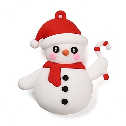 Snowman Christmas PVC Plastic Big Pendants, Snowman, 52.5x46x19.5mm, Hole: 2mm