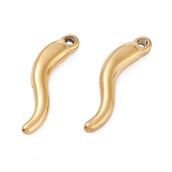 Golden 201 Stainless Steel Pendant, Horn of Plenty/Italian Horn Cornicello Charms, Golden, 20.5x5.5x3mm, Hole: 1.2mm